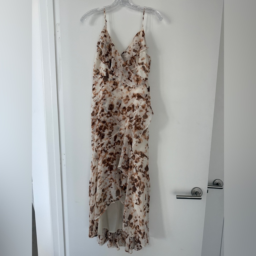Express High-Low Brown and Cream Dress